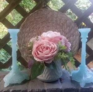 Vintage Tiffany Blue candle stick holders
